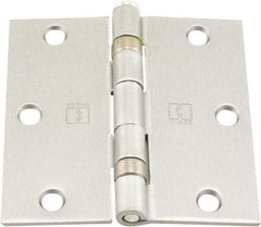 Hager - 3-1/2" Wide x 3-1/2" High Standard Weight Ball Bearing Residential Hinge - Square Edge, Steel, Satin Chrome Finish - Apex Tool & Supply