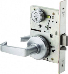 Stanley - Classroom Lever Lockset for 1-3/8 to 1-3/4" Thick Doors - 2-3/8 to 2-3/4" Back Set, Brass, Satin Chrome Finish - Apex Tool & Supply