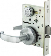 Stanley - Storeroom Lever Lockset for 1-3/8 to 1-3/4" Thick Doors - 2-3/8 to 2-3/4" Back Set, Brass, Satin Chrome Finish - Apex Tool & Supply