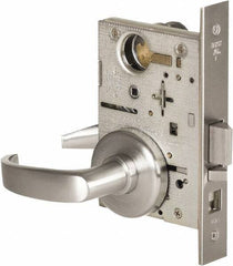 Stanley - Office Lever Lockset for 1-3/8 to 1-3/4" Thick Doors - 2-3/8 to 2-3/4" Back Set, Brass, Satin Chrome Finish - Apex Tool & Supply
