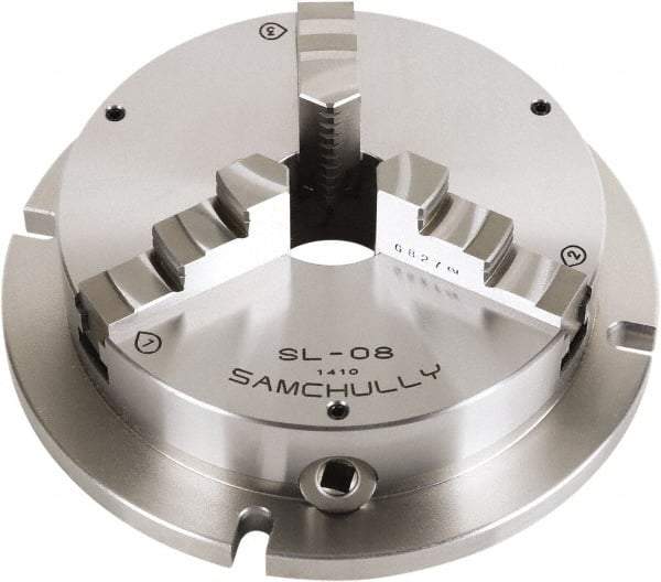 Samchully - 3 Jaw, 305mm Diam, Self Centering Manual Lathe Chuck - Plain Back Mount, Adjustable, 100mm Through Hole Diam, Forged Steel - Apex Tool & Supply
