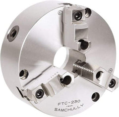 Samchully - 3 Jaw, 460mm Diam, Self Centering Manual Lathe Chuck - Front Mount, Adjustable, 190mm Through Hole Diam, Forged Steel - Apex Tool & Supply