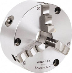 Samchully - 3 Jaw, 192mm Diam, Self Centering Manual Lathe Chuck - Front Mount, Adjustable, 57mm Through Hole Diam, Forged Steel - Apex Tool & Supply