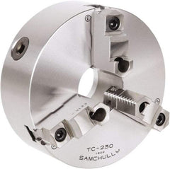 Samchully - 3 Jaw, 310mm Diam, Self Centering Manual Lathe Chuck - Rear Mount, Adjustable, 100mm Through Hole Diam, Forged Steel - Apex Tool & Supply