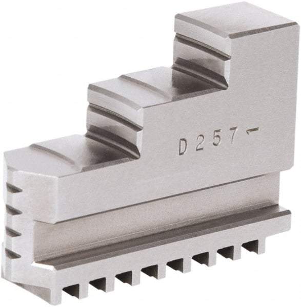 Samchully - 6-1/2" Max Chuck Diam Compatibility, Steel Square Serrated Hard Lathe Top Jaws - 2 Steps, 19mm Wide x 65mm Long x 46.5mm High - Apex Tool & Supply