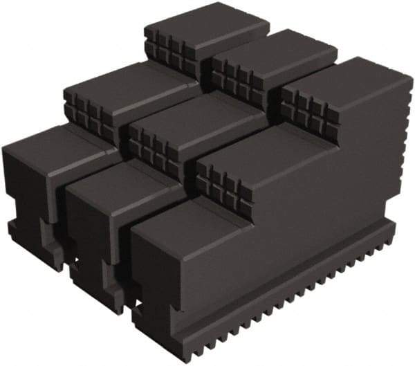 Samchully - 15 to 18" Chuck Diam Compatibility, Steel Serrated Hard Lathe Top Jaws - 2 Steps, 32mm Wide x 125mm Long x 100mm High - Apex Tool & Supply