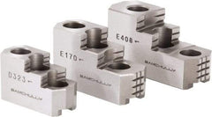 Samchully - 4" Max Chuck Diam Compatibility, Steel 1.5mm x 60° Serrated Hard Lathe Top Jaws - 0 Steps, 23mm Wide x 53mm Long x 27.5mm High - Apex Tool & Supply