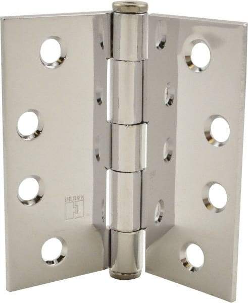 Hager - 4" Long x 4" Wide x 0.062" Thick, Steel Full Mortise Hinge - Bright Chrome Finish, 5 Knuckles - Apex Tool & Supply