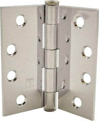 Hager - 4" Long x 4" Wide x 0.062" Thick, Steel Full Mortise Hinge - Bright Chrome Finish, 5 Knuckles - Apex Tool & Supply