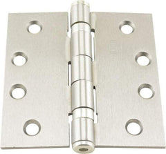 Hager - 4" Long x 4" Wide x 0.062" Thick, Steel Full Mortise Ball Bearing Hinge - Satin Chrome Finish, 5 Knuckles - Apex Tool & Supply