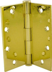Hager - 5" Long x 5" Wide x 0.062" Thick, Steel Full Mortise Hinge - Bright Brass Finish, 5 Knuckles - Apex Tool & Supply
