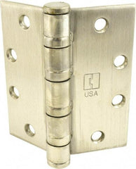 Hager - 4-1/2" Long x 4-1/2" Wide x 0.062" Thick, Stainless Steel Full Mortise Ball Bearing Hinge - Satin Stainless Steel Finish, 5 Knuckles - Apex Tool & Supply