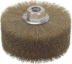 WALTER Surface Technologies - 4-1/2" OD, 5/8-11 Arbor Hole, Crimped Steel Wheel Brush - 2" Face Width, 1" Trim Length, 0.01" Filament Diam, 4,000 RPM - Apex Tool & Supply