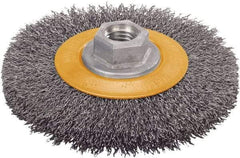 WALTER Surface Technologies - 5" OD, 5/8-11 Arbor Hole, Crimped Stainless Steel Wheel Brush - 5/8" Face Width, 1" Trim Length, 0.0118" Filament Diam, 10,000 RPM - Apex Tool & Supply