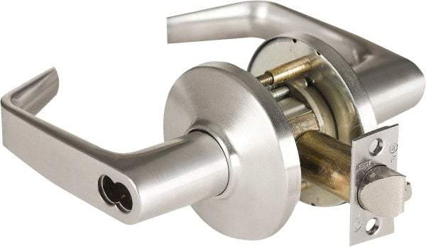 Stanley - Grade 1 Storeroom Lever Lockset - 2-3/4" Back Set, Zinc, Satin Chrome Finish - Apex Tool & Supply