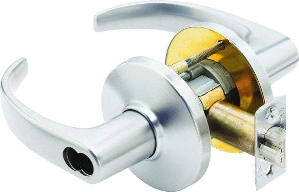 Stanley - Grade 1 Storeroom Lever Lockset - 2-3/4" Back Set, Zinc, Satin Chrome Finish - Apex Tool & Supply