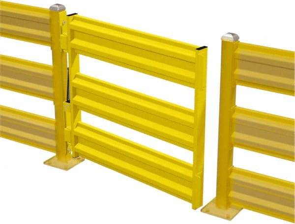 Steel King - Steel Self Closing Rail Safety Gate - Fits 48" Clear Opening, 43-3/4" Wide x 39" Door Height, 103 Lb, Safety Yellow - Apex Tool & Supply