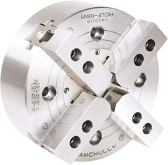 Samchully - 4 Jaw, 304mm Chuck Diam, Plain Back Mount, 0mm Through Hole Diam, Drawbar Hydraulic Power Lathe Chuck - 1.5mm x 60° Serrated Jaw Interface, 2,500 RPM, Steel Body - Apex Tool & Supply