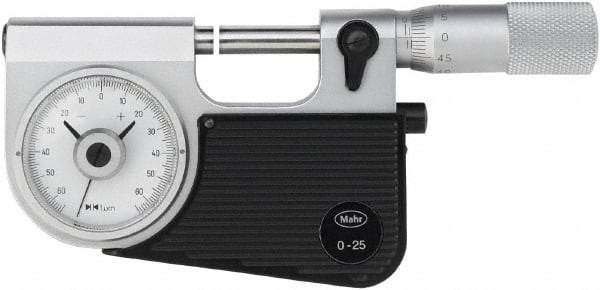 Mahr - 25 to 50mm Range, 0.001mm Graduation, Mechanical Indicating Micrometer - Accurate to 0.001mm, Carbide Measuring Face - Apex Tool & Supply