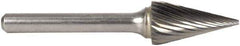 M.A. Ford - 4.8mm Cut Diam, 3mm Shank Diam, Cone Head Double Cut Burr - Carbide, Flat End, 12.7mm LOC, 38mm OAL - Apex Tool & Supply