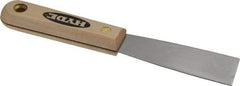Hyde Tools - 1-1/4" Wide Steel Putty Knife - Stiff, Hardwood Handle, 7-3/4" OAL - Apex Tool & Supply