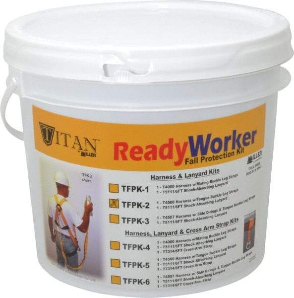 Miller - 310 Lb. Capacity, General Use Fall Protection Kit - Back D Ring, 6 Ft. Lanyard Long, Gold and Black - Apex Tool & Supply
