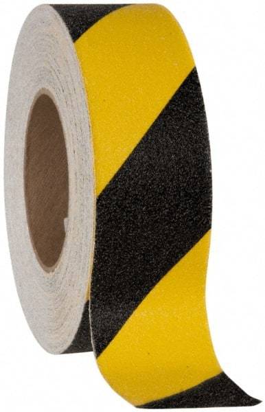 NMC - Black & Yellow Striped Anti-Slip Vinyl Tape - 2" Wide x 60' Long x 0.02" Thick, General Traffic - Apex Tool & Supply