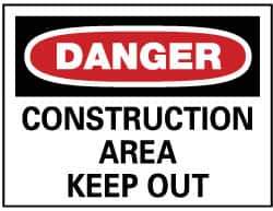 NMC - "Danger - Construction Area - Keep Out", 20" Long x 28" Wide, Aluminum Safety Sign - Rectangle, 0.04" Thick, Use for Security & Admittance - Apex Tool & Supply