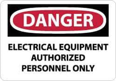 NMC - "Danger - Electrical Equipment - Authorized Personnel Only", 10" Long x 14" Wide, Aluminum Safety Sign - Rectangle, 0.04" Thick, Use for Accident Prevention - Apex Tool & Supply