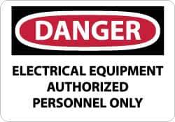 NMC - "Danger - Electrical Equipment - Authorized Personnel Only", 7" Long x 10" Wide, Pressure-Sensitive Vinyl Safety Sign - Rectangle, 0.004" Thick, Use for Accident Prevention - Apex Tool & Supply