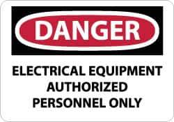 NMC - "Danger - Electrical Equipment - Authorized Personnel Only", 10" Long x 14" Wide, Pressure-Sensitive Vinyl Safety Sign - Rectangle, 0.004" Thick, Use for Accident Prevention - Apex Tool & Supply