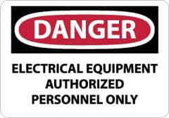 NMC - "Danger - Electrical Equipment - Authorized Personnel Only", 10" Long x 14" Wide, Rigid Plastic Safety Sign - Rectangle, 0.05" Thick, Use for Accident Prevention - Apex Tool & Supply