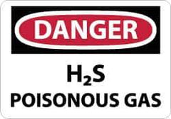 NMC - "Danger - H2s - Poisonous Gas", 10" Long x 14" Wide, Pressure-Sensitive Vinyl Safety Sign - Rectangle, 0.004" Thick, Use for Hazardous Materials - Apex Tool & Supply