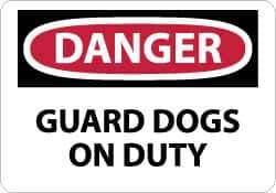 NMC - "Danger - Guard Dogs on Duty", 10" Long x 14" Wide, Aluminum Safety Sign - Rectangle, 0.04" Thick, Use for Security & Admittance - Apex Tool & Supply