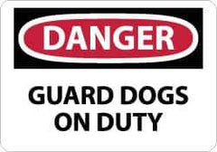 NMC - "Danger - Guard Dogs on Duty", 10" Long x 14" Wide, Aluminum Safety Sign - Rectangle, 0.04" Thick, Use for Security & Admittance - Apex Tool & Supply