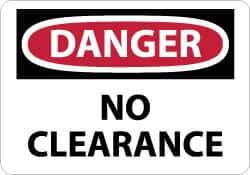 NMC - "Danger - No Clearance", 10" Long x 14" Wide, Aluminum Safety Sign - Rectangle, 0.04" Thick, Use for Accident Prevention - Apex Tool & Supply