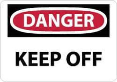NMC - "Danger - Keep Off", 10" Long x 14" Wide, Pressure-Sensitive Vinyl Safety Sign - Rectangle, 0.004" Thick, Use for Hazardous Materials - Apex Tool & Supply