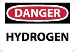NMC - "Danger - Hydrogen", 7" Long x 10" Wide, Pressure-Sensitive Vinyl Safety Sign - Rectangle, 0.004" Thick, Use for Hazardous Materials - Apex Tool & Supply