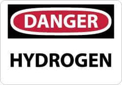 NMC - "Danger - Hydrogen", 10" Long x 14" Wide, Pressure-Sensitive Vinyl Safety Sign - Rectangle, 0.004" Thick, Use for Hazardous Materials - Apex Tool & Supply
