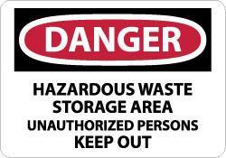 NMC - "Danger - Hazardous Waste Storage Area - Unauthorized Persons Keep Out", 7" Long x 10" Wide, Rigid Plastic Safety Sign - Rectangle, 0.05" Thick, Use for Security & Admittance - Apex Tool & Supply