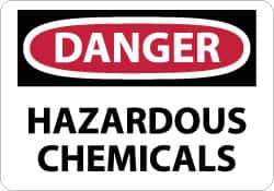 NMC - "Danger - Hazardous Chemicals", 10" Long x 14" Wide, Pressure-Sensitive Vinyl Safety Sign - Rectangle, 0.004" Thick, Use for Hazardous Materials - Apex Tool & Supply