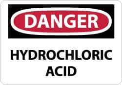 NMC - "Danger - Hydrochloric Acid", 10" Long x 14" Wide, Rigid Plastic Safety Sign - Rectangle, 0.05" Thick, Use for Hazardous Materials - Apex Tool & Supply