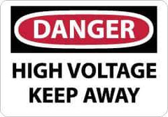 NMC - "Danger - High Voltage - Keep Away", 10" Long x 14" Wide, Pressure-Sensitive Vinyl Safety Sign - Rectangle, 0.004" Thick, Use for Accident Prevention - Apex Tool & Supply