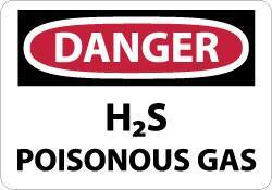 NMC - "Danger - H2s - Poisonous Gas", 10" Long x 14" Wide, Rigid Plastic Safety Sign - Rectangle, 0.05" Thick, Use for Hazardous Materials - Apex Tool & Supply