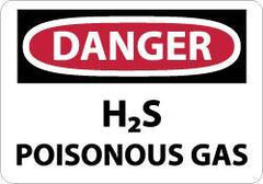 NMC - "Danger - H2s - Poisonous Gas", 10" Long x 14" Wide, Rigid Plastic Safety Sign - Rectangle, 0.05" Thick, Use for Hazardous Materials - Apex Tool & Supply