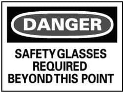 NMC - "Danger - Safety Glasses Required Beyond This Point", 20" Long x 28" Wide, Aluminum Safety Sign - Rectangle, 0.04" Thick, Use for Accident Prevention - Apex Tool & Supply