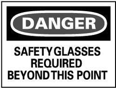 NMC - "Danger - Safety Glasses Required Beyond This Point", 20" Long x 28" Wide, Rigid Plastic Safety Sign - Rectangle, 0.05" Thick, Use for Accident Prevention - Apex Tool & Supply