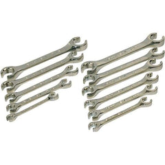 SK - 11 Piece, 1/4 x 5/16 to 3/4 x 7/8", Flare Nut Wrench Set - Inch/Metric System of Measurement, Chrome Finish - Apex Tool & Supply