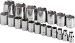 SK - 19 Piece 1/2" Drive Standard Socket Set - 6 Points, 3/8 to 1-1/2", Inch Measurement Standard - Apex Tool & Supply