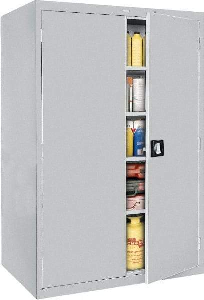 Sandusky Lee - 5 Shelf Locking Storage Cabinet - Steel, 46" Wide x 24" Deep x 72" High, Gray - Apex Tool & Supply